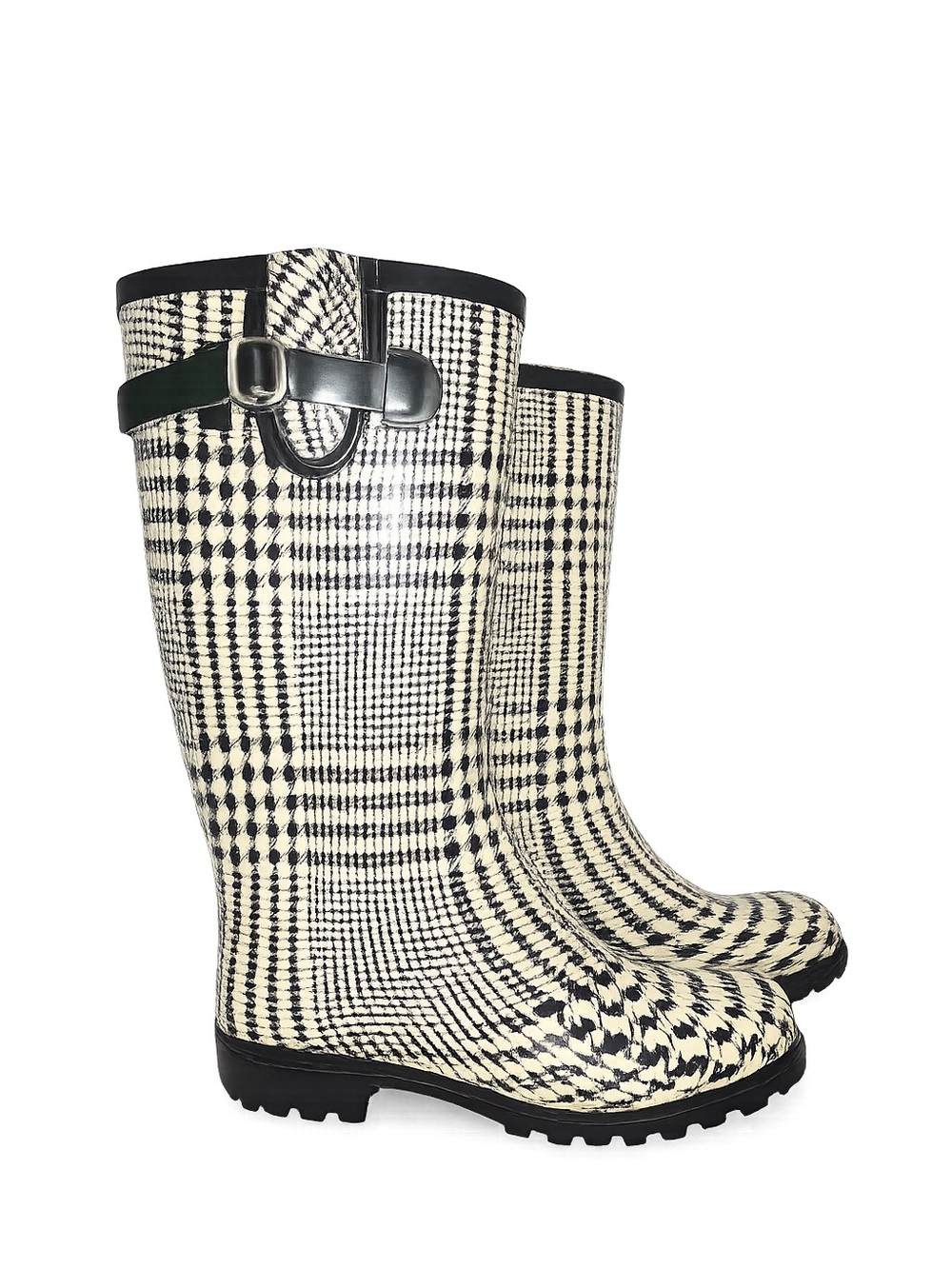 Nomad Houndstooth Rain Boots Women’s Size 8 Waterproof Plaid Tall Rubber Boots